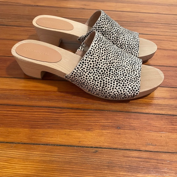 MADEWELL Evelyn Clog Slide Sandal Cream Black Dots Calf Hair Size 10 Women - Picture 4 of 7